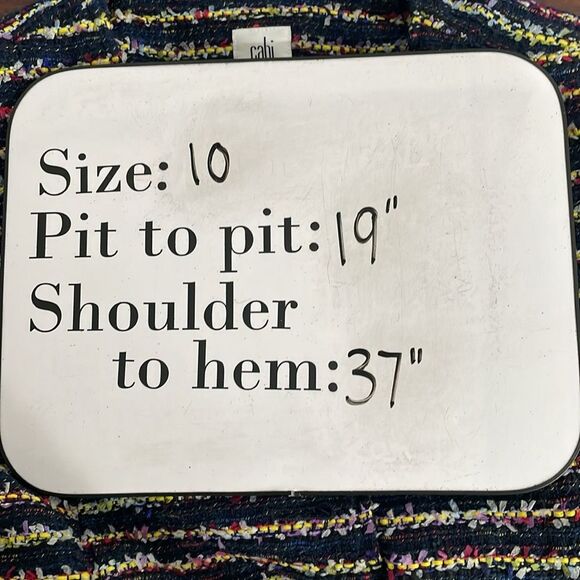 CAbi Coat Headline Topper Belted Women’s 10 Multi-Stripe Lined Thigh Length - Picture 11 of 11